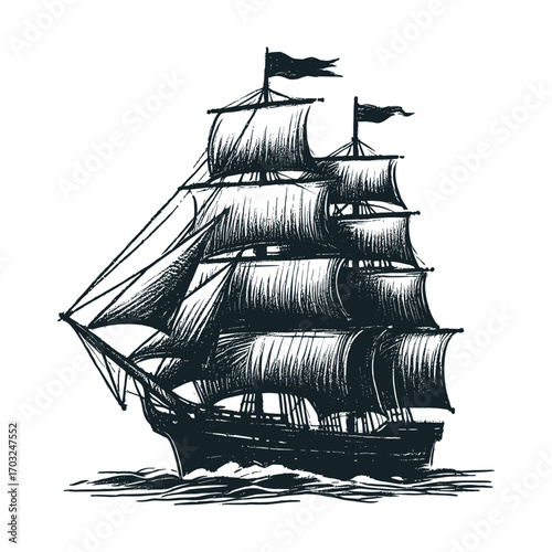 Vintage Sailing Ship Illustration