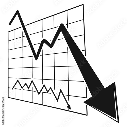Graph Showing Sharp Decline with Downward Arrow.