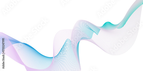 Abstract wavy lines flowing curve colorful gradient color on transparent background. Abstract banner waves motion line frequency sound web.