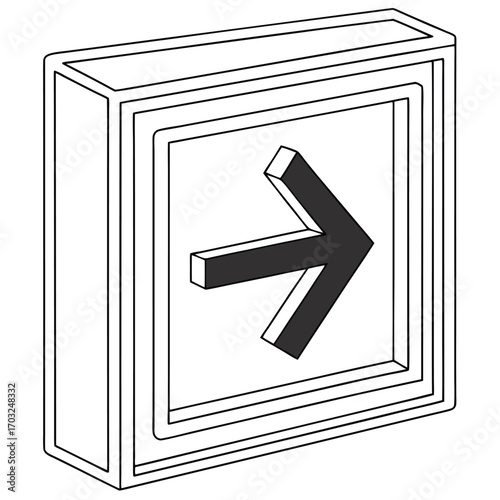 A simple line drawing of a square sign with a right-pointing arrow inside.