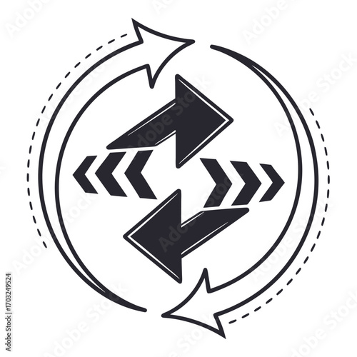 Circular Arrows Exchange Icon with Refresh and Reload Symbol.