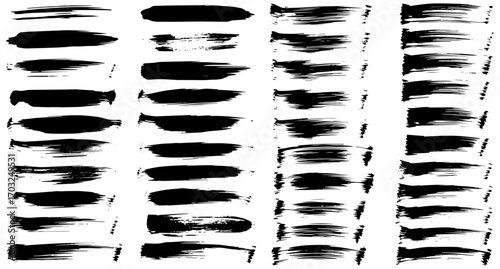 Dynamic black brush strokes for artistic design projects and creative illustrations