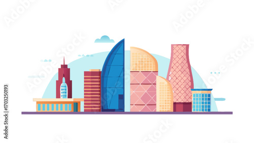 Modern city skyline vector illustration cityscape urban architecture design graphic art