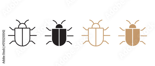 beetle icons set. in different styles isolated on white background.