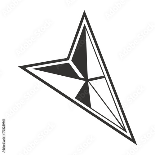 Abstract geometric triangle with internal divisions and sharp angles.