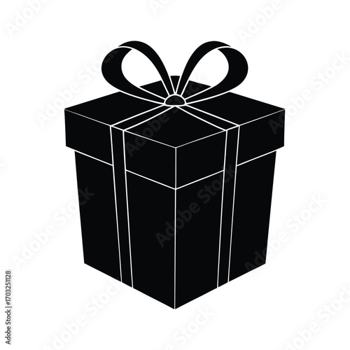 Vector silhouette mockup of realistic gift box packaging vector line art on white background