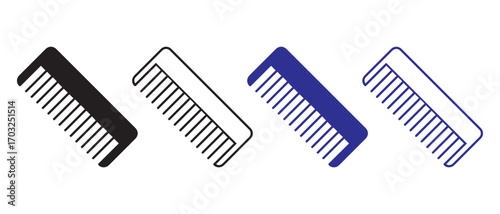 Comb icon set. isolated on white background for hair care and styling.