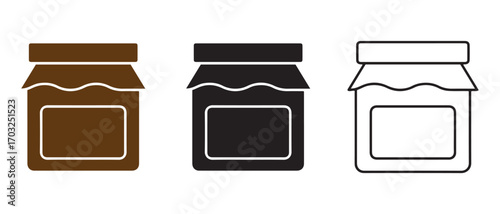 Jam jar icon set. isolated on white background for homemade food concept.