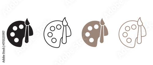 Paint palette icons set. isolated on white background, vector illustration.