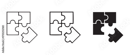 puzzle icons. showing a missing piece isolated on white background.