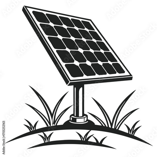 Solar Panel on a Stand in a Field.