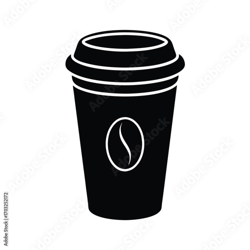 Vector silhouette of coffee cup mockup for realistic branding vector line art on white background