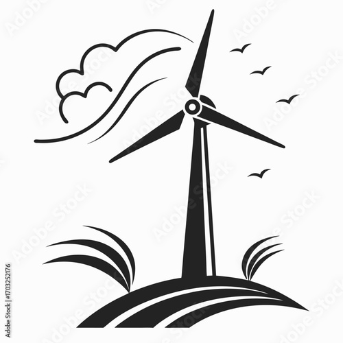 Wind Turbine Generating Clean Energy in a Natural Landscape.