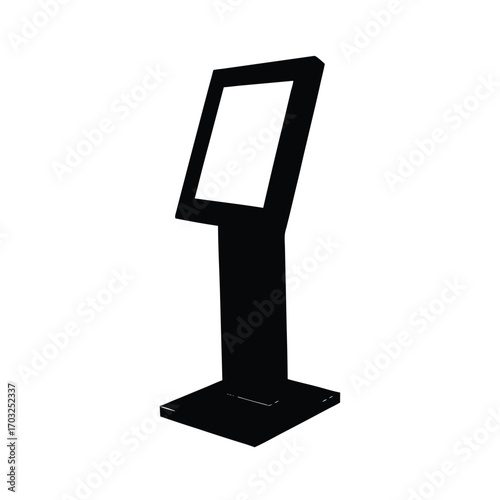 Vector silhouette of digital screen kiosk mockup for display vector line art on white background