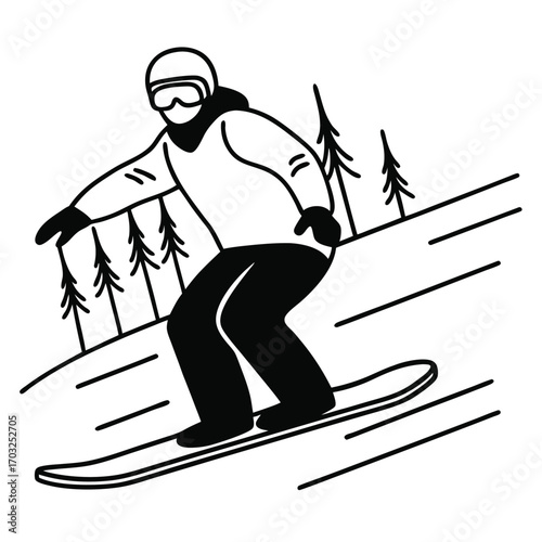 Flat Vector of Snowboarder Riding Switch Stance