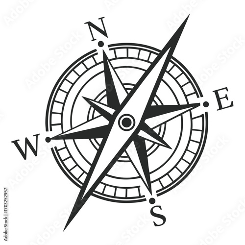 Vintage Compass Rose Nautical Navigation Tool.