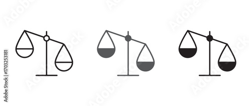Scale icon set. isolated on white background with three different shades.