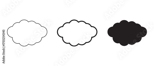 cloud icons set. in different shades isolated on white background.