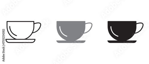 cup icons set. in different shades isolated on white background.