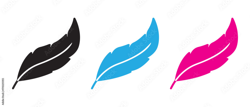 Fototapeta premium feather icons set. isolated on white background, vector illustration, different colors.