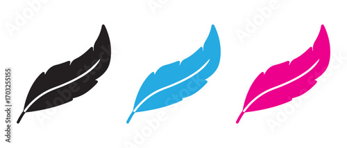 feather icons set. isolated on white background, vector illustration, different colors.