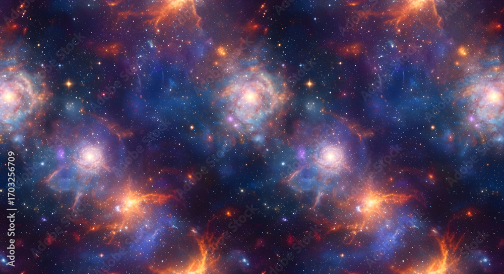 Naklejka premium Cosmic Nebula Galaxy Abstract Universe Art