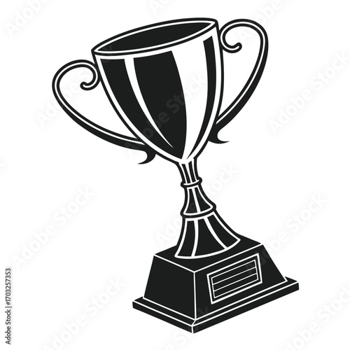 Monochromatic Trophy Illustration on White Background.