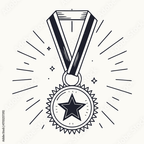 Award Medal with Star Design.
