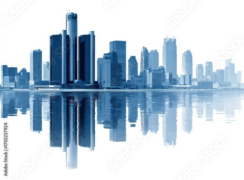 Wallpaper Mural City skyline reflected in water (1) Torontodigital.ca