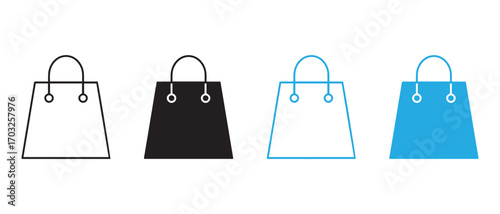 shopping bags icon set. in different colors isolated on white background.
