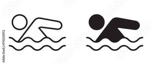 Swimmer icon set. isolated on white background for web design and mobile app.