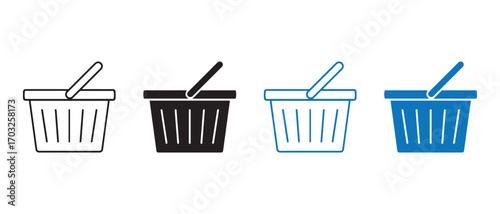 Shopping basket icon set. isolated on white background for web design.