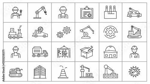 Collection of Black and White Industrial Icons