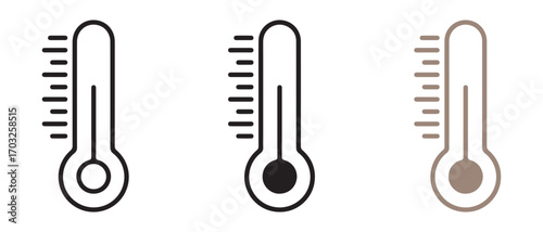 Thermometer icon set. isolated on white background for temperature measurement.
