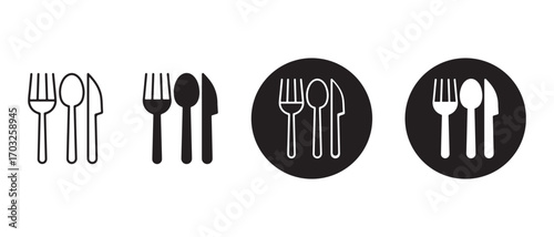 Cutlery icon set. isolated on white background, fork, spoon and knife icon.
