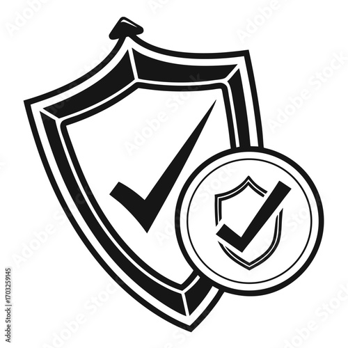 Shield with Checkmark - Symbol of Protection and Security.