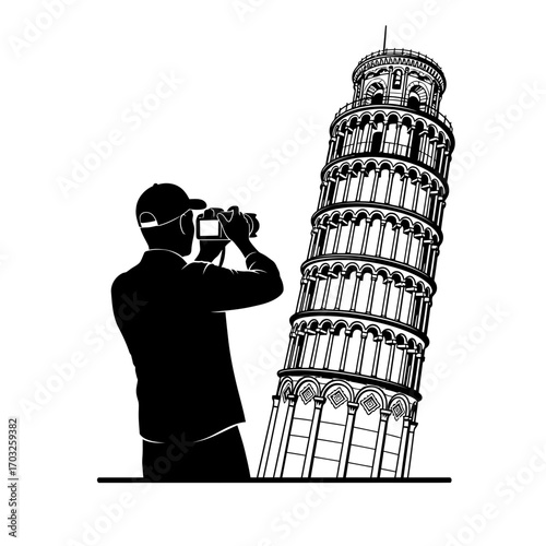 Tourist Captures Iconic Leaning Tower of Pisa, Italy - Photography Adventure in Travel Culture
