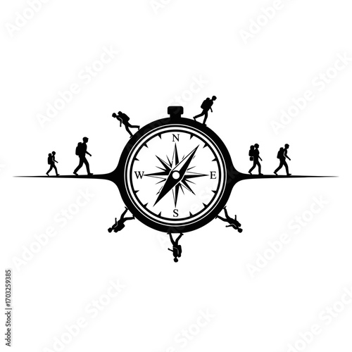 Adventure Seekers Navigating with a Compass in the Great Outdoors
