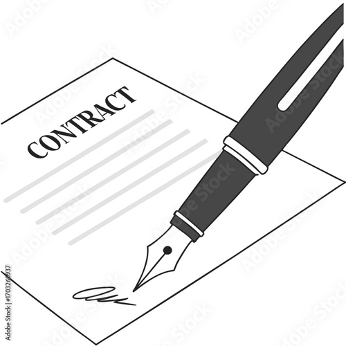 Contract document being signed with a fountain pen for agreement.