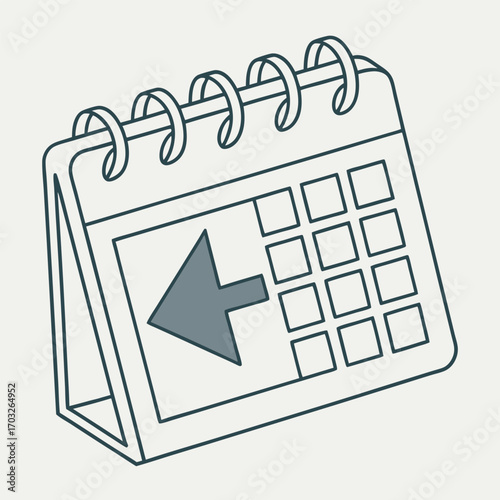 Calendar with an arrow pointing left indicating a previous date or event.