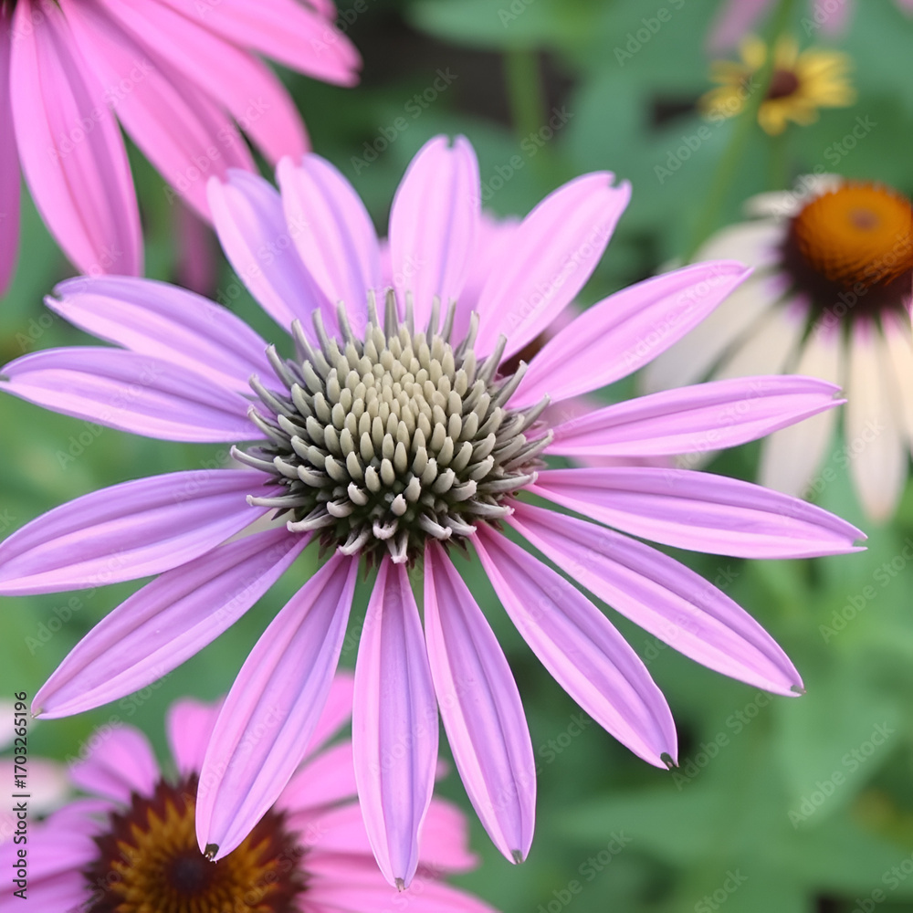 Obraz premium Eastern Purple Coneflower (Echinacea purpurea). Flowering Capitulum Closeup