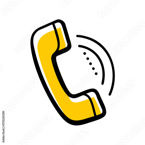 Yellow telephone receiver icon on a black background