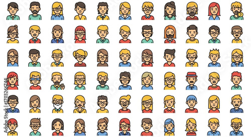 set of female avatars