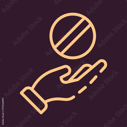 Holding pill symbol artwork trendy useful vector Illustration design magnificent colorful background