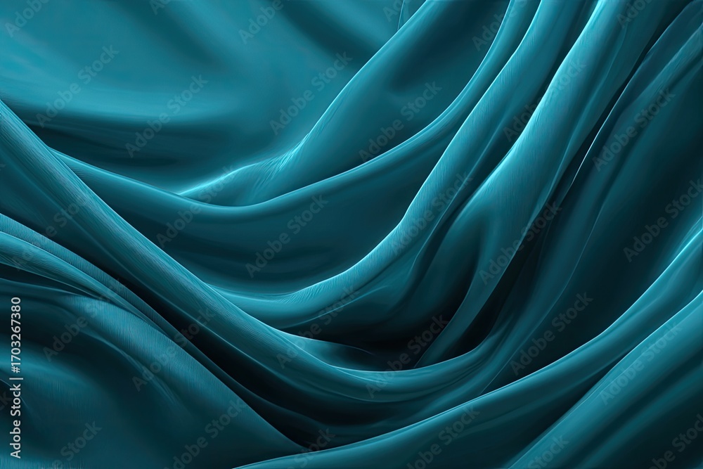 Obraz premium Teal silk drapes in flowing folds (2)