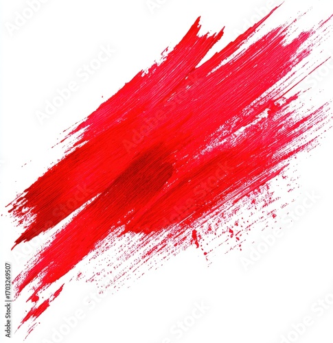 Vibrant crimson paint stroke against white