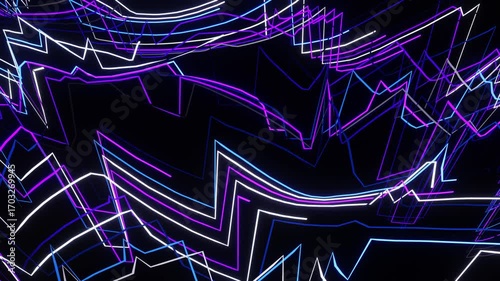 Seamless Neon Light Lines Horizontal Flow Loop 30FPS