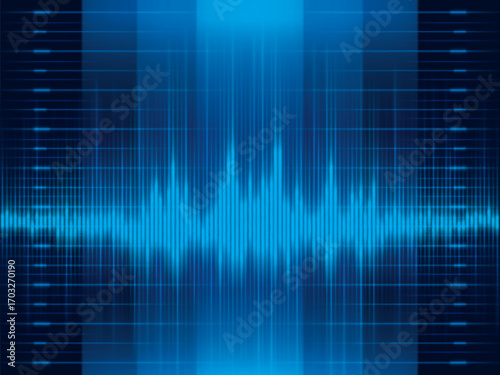 Modern Blue Sound wave background. Abstract Digital Audio Sound Equalizer Effect. Dynamic vibration. Futuristic equalizer. Music radio sound effect pulse concept. Audio track shine graph of frequency.
