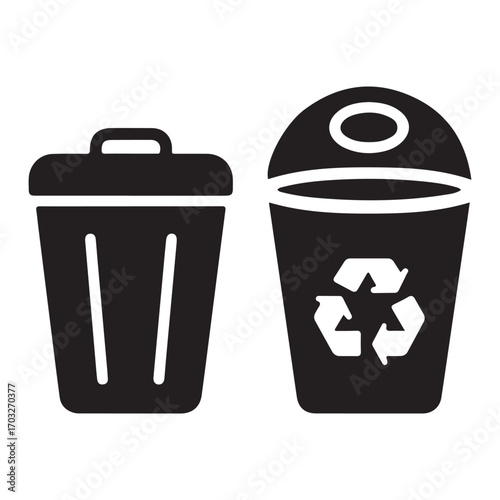 Garbage and recycle container symbols