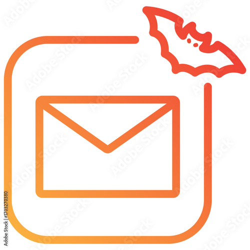Line gradient style mail icon with Halloween bat accent, perfect for spooky seasonal UI design